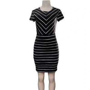 Banana Republic Black Stripe Short Sleeve Fitted Mini Dress Size 6